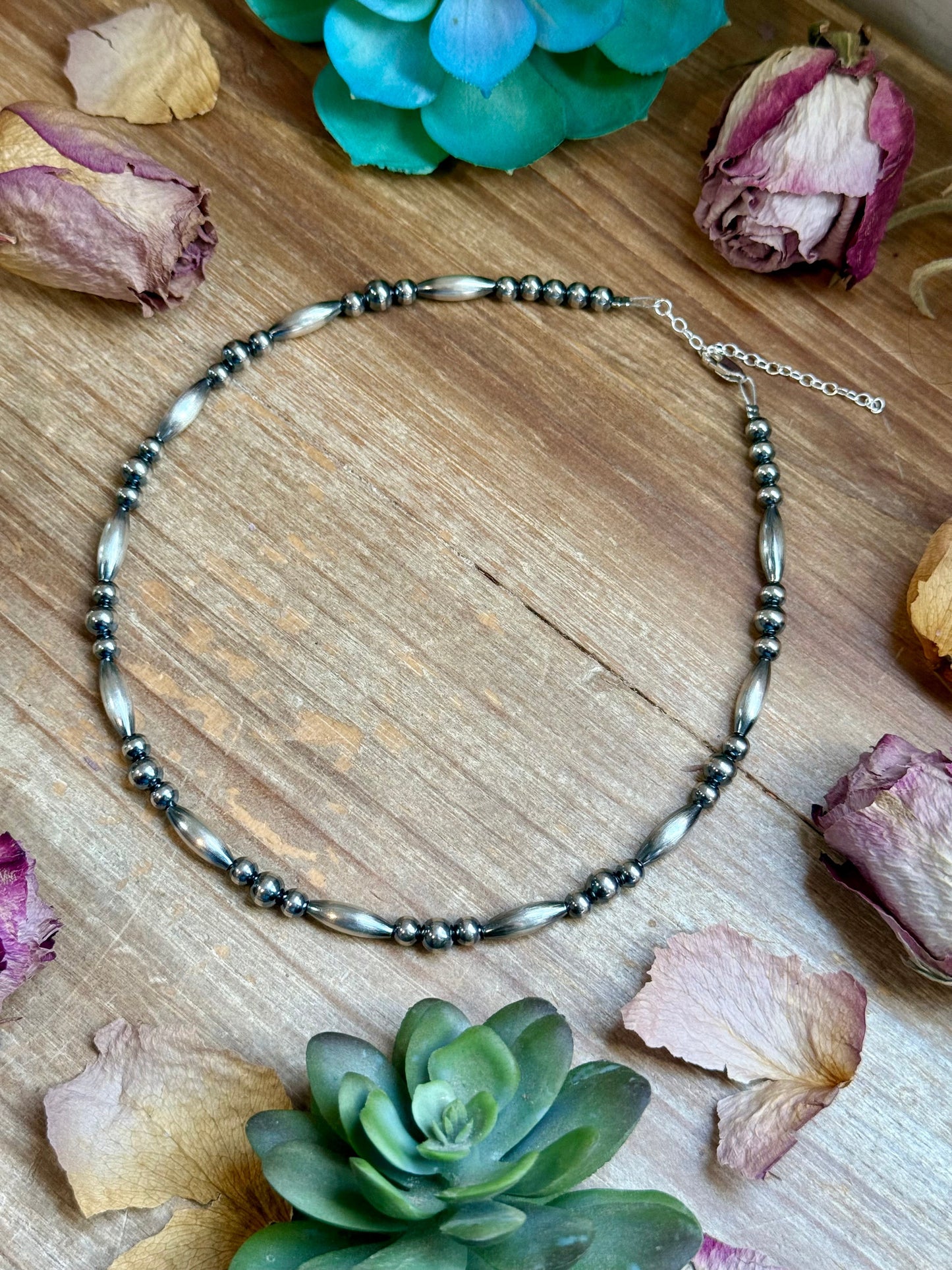 15" Torpedo Bead
Necklace - Sterling Silver