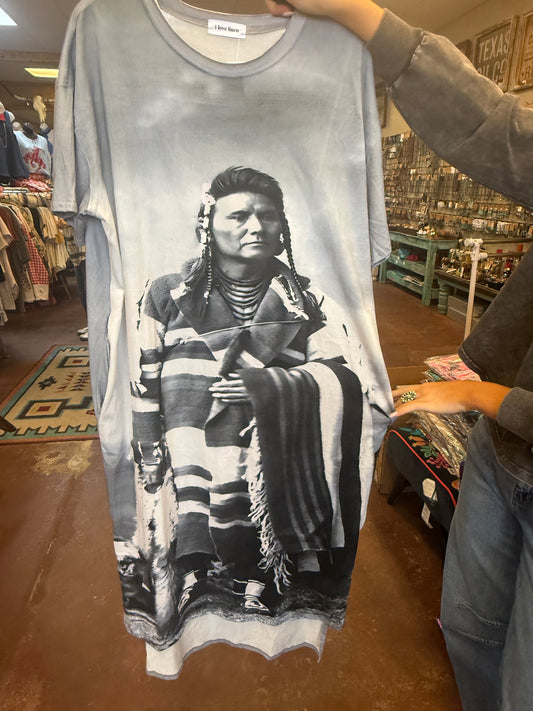 Woven Blanket Tshirt Dress