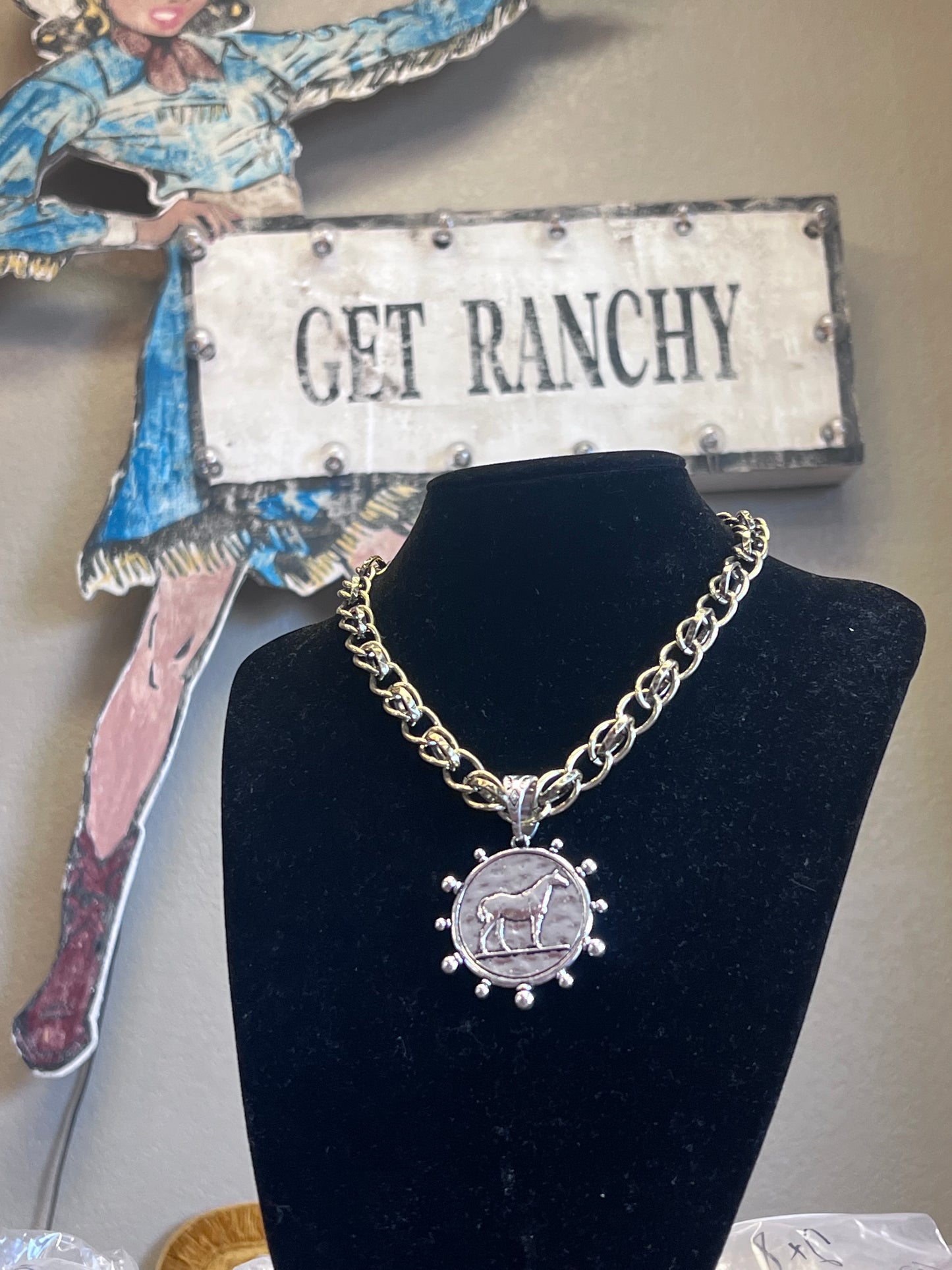 Horse Coin Pendant Necklace