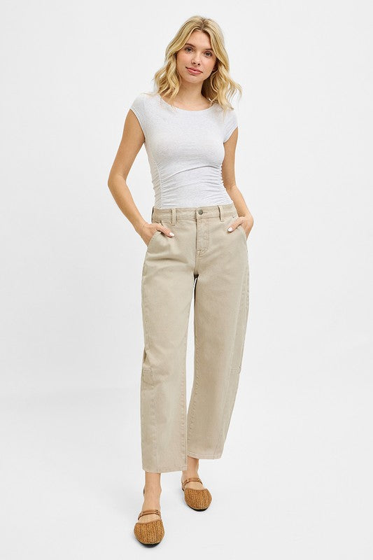 High Rise Relaxed Almond Barrel Cuff Jeans