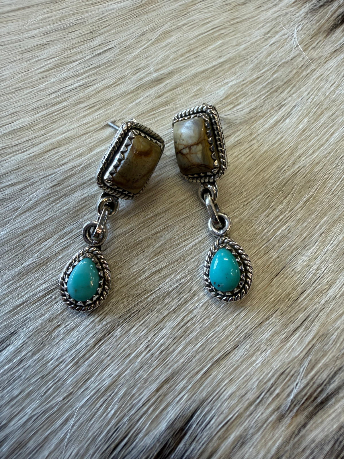 Desert Treasures Ribbon Royston & Turquoise Sterling Silver Drop Earrings