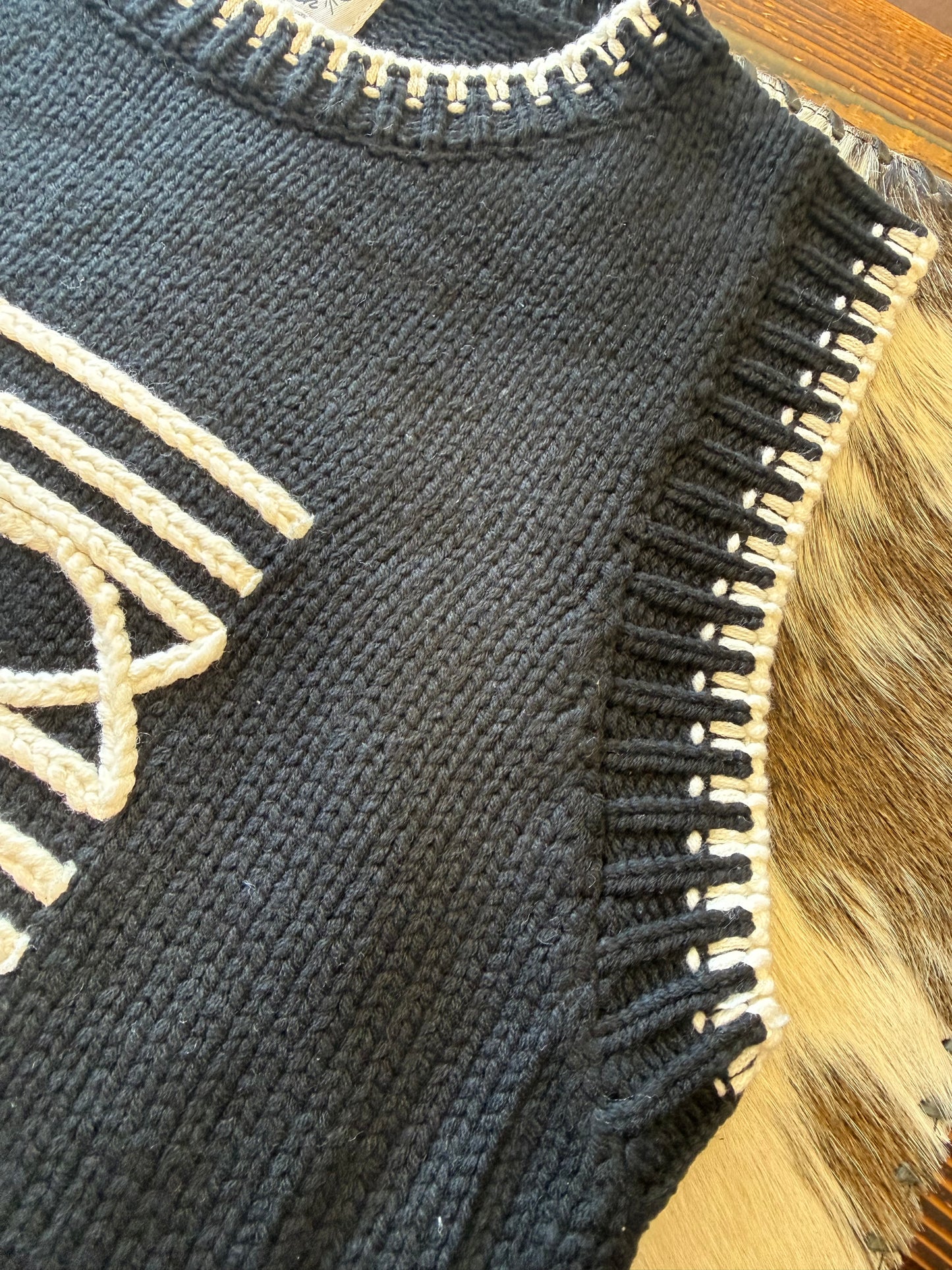 Black Boot Stitch Sweater Vest