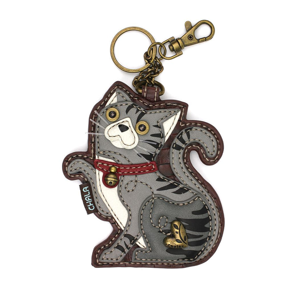 KEY FOB/COIN PURSE - TABBY
CAT - GRAY