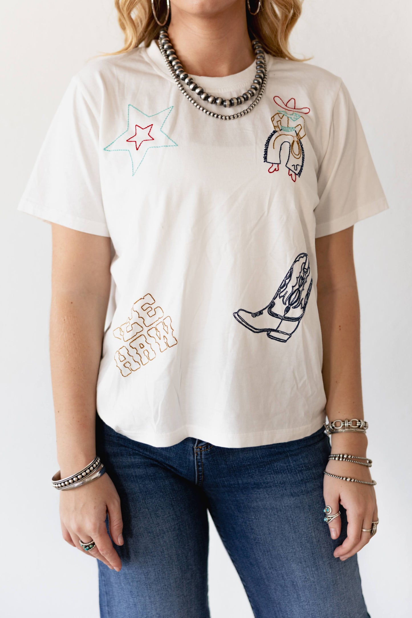 YEEHAW STAR EMBROIDERY TEE