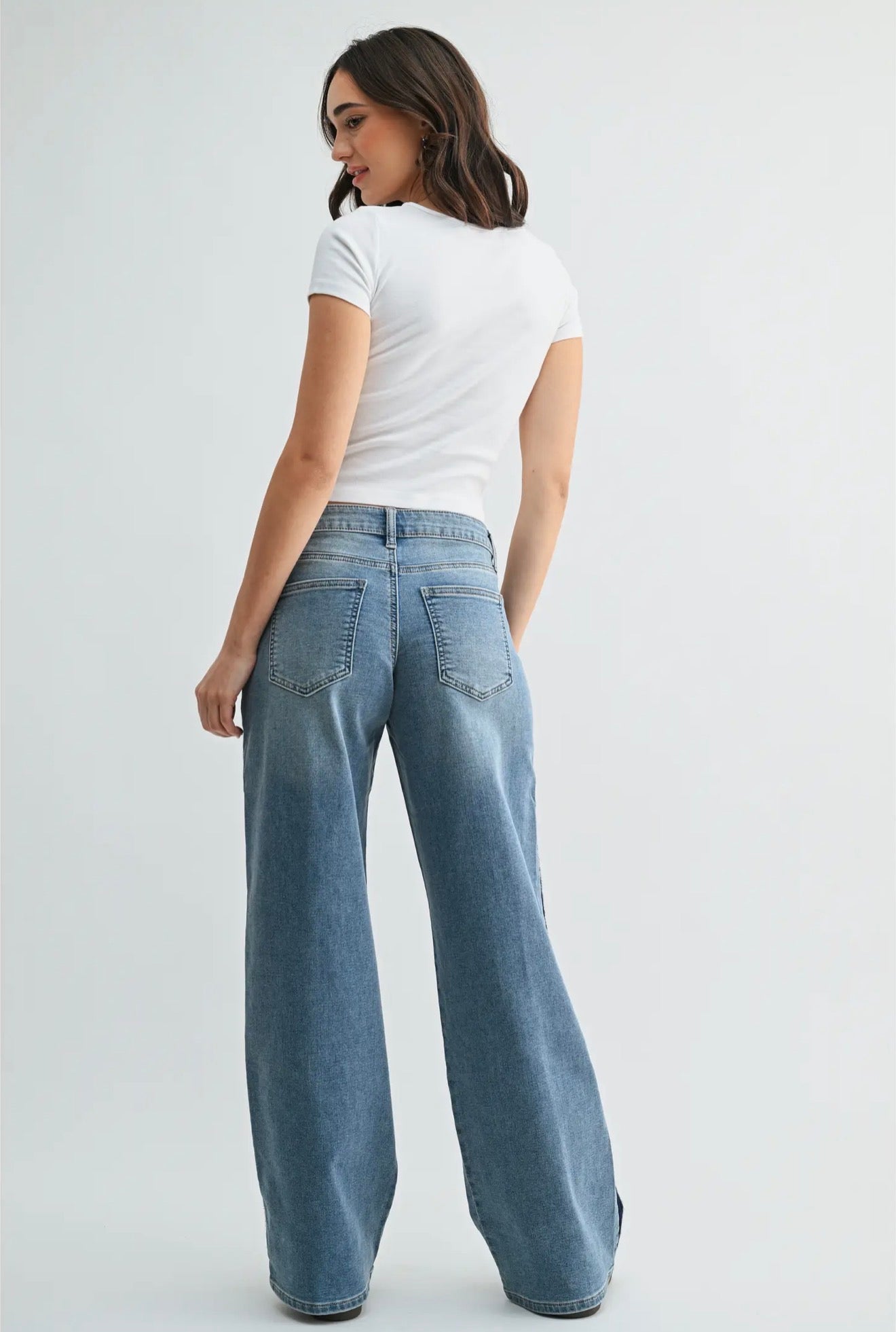 Mid Rise Sleek Tuxedo Sweat Pants -
Medium Denim