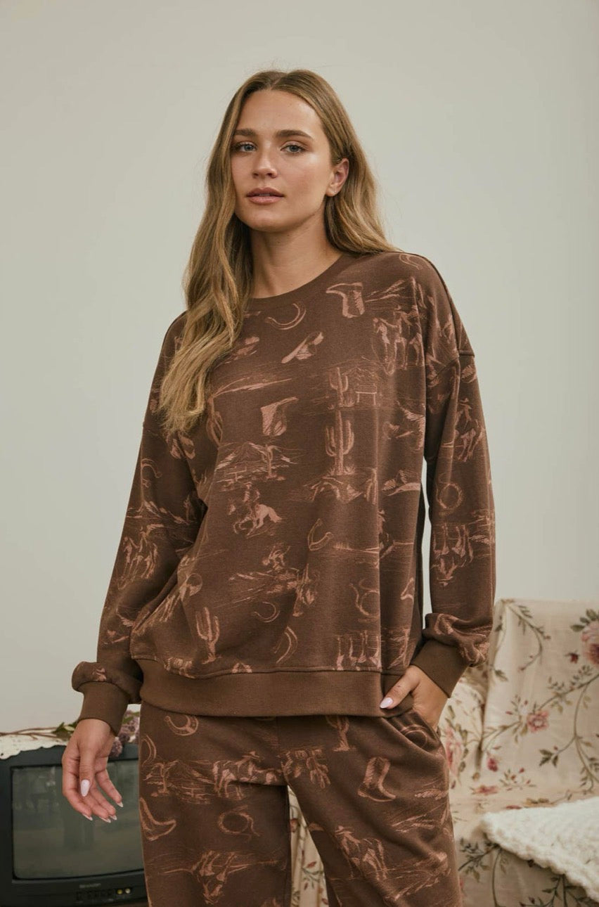Brown Western Print Set