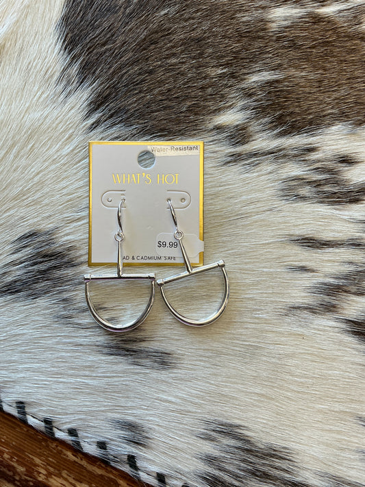Water Resistant Silver Horse Bit 1" Drop Earring