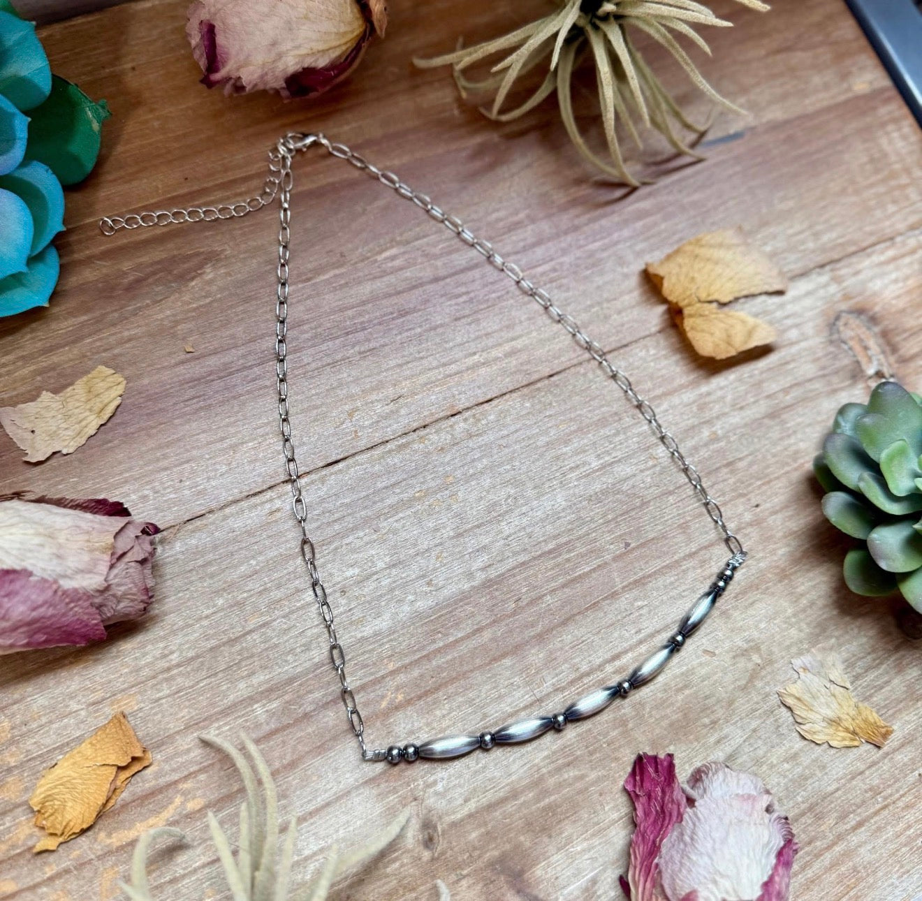Sterling Silver Pearl & Torpedo
Paperclip Necklace