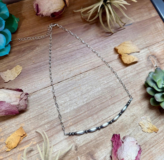 Sterling Silver Pearl & Torpedo
Paperclip Necklace