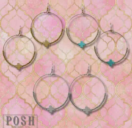 Square Cross Circle Earring