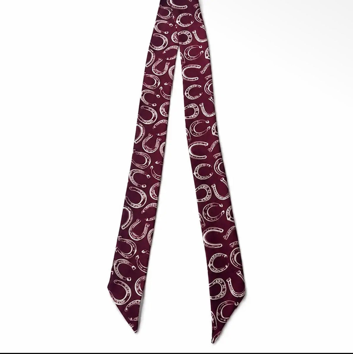 100% Silk Twilly Scarf with Horse Shoe Pattern