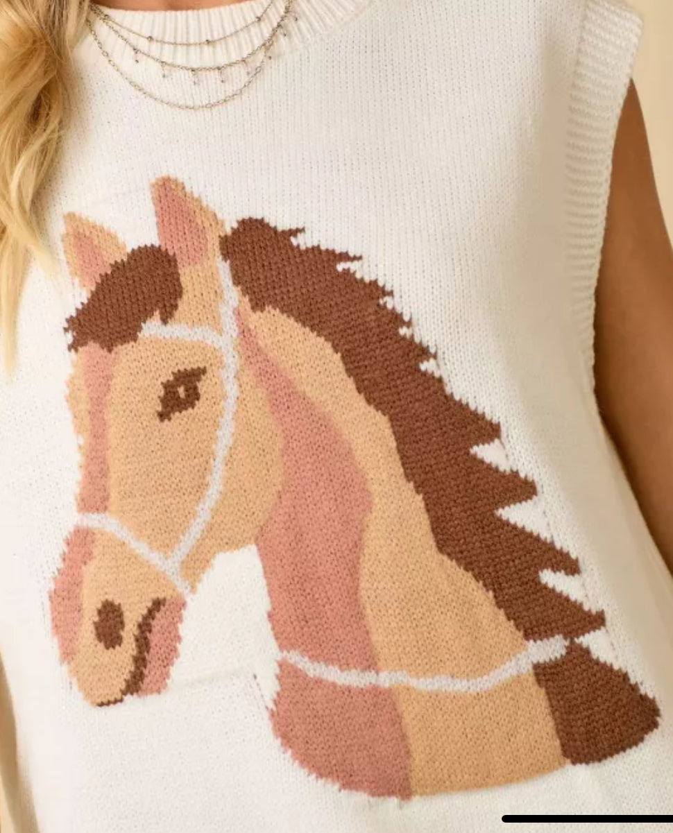 Western Horse Sweater Vest