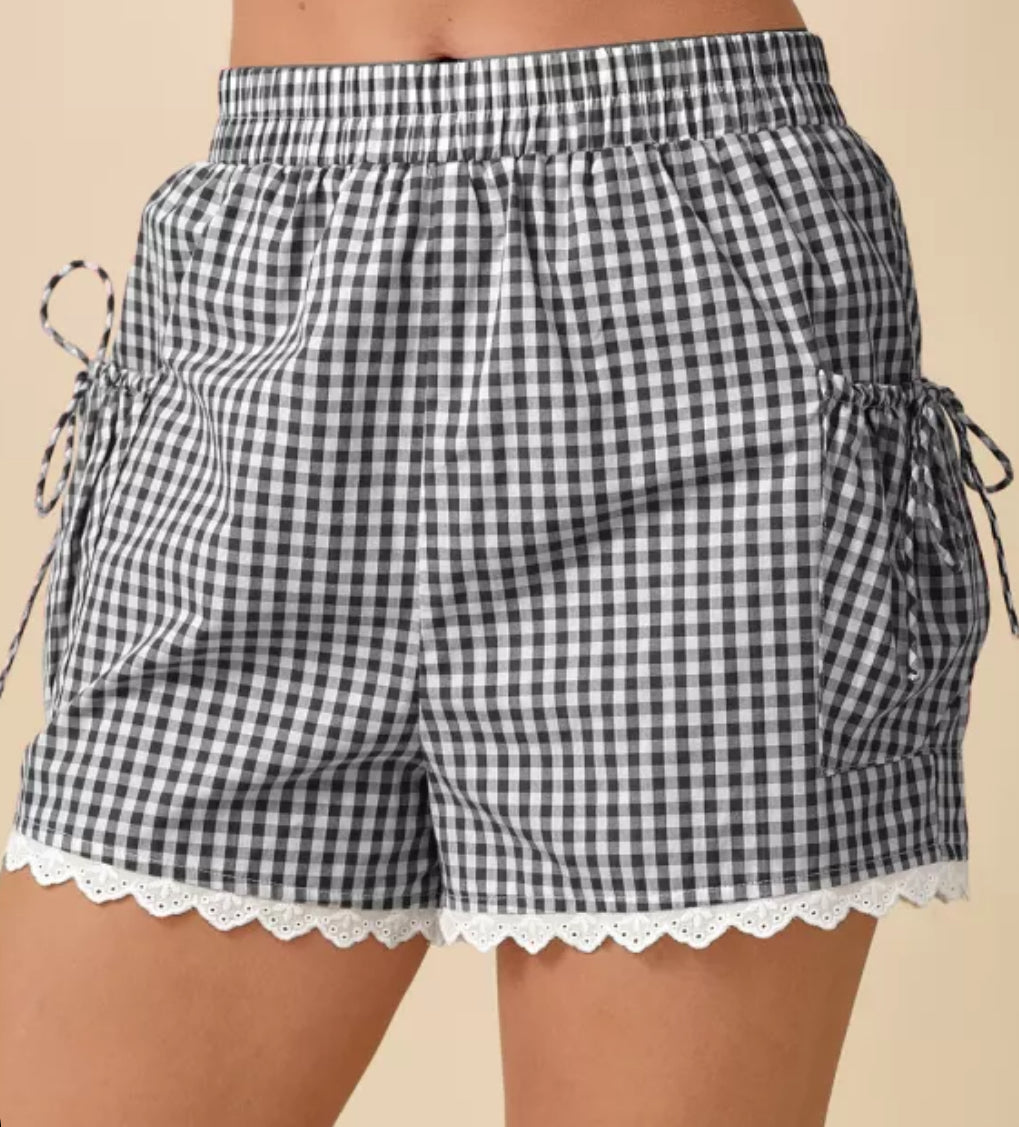 Gingham Shorts with Side Pouch Pocket