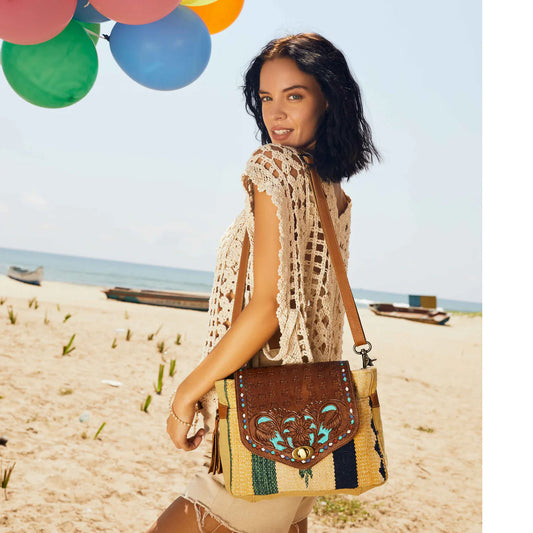 Floral Etchings Hand-Tooled Bag