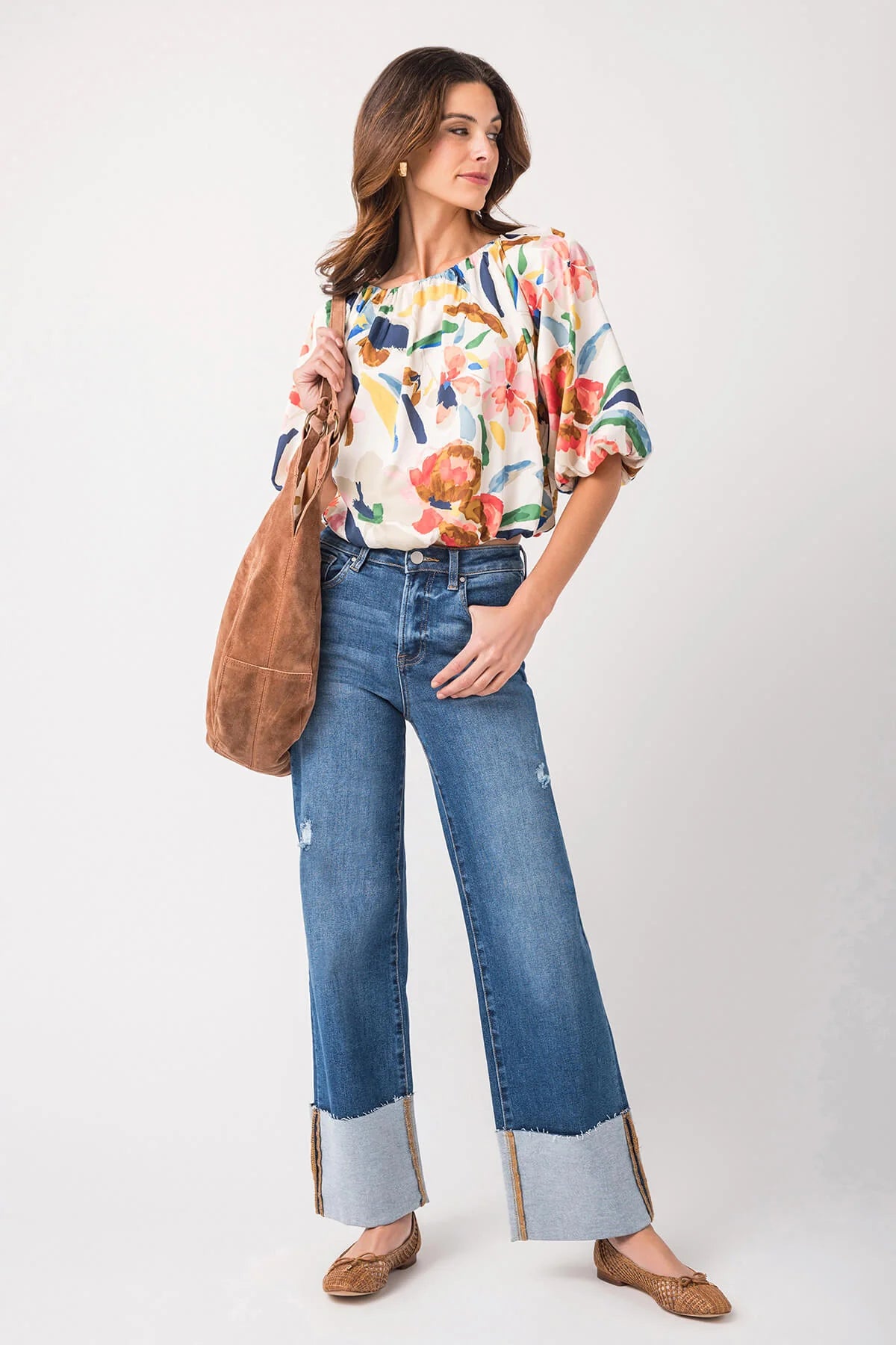 Risen Wide Cuff Jeans