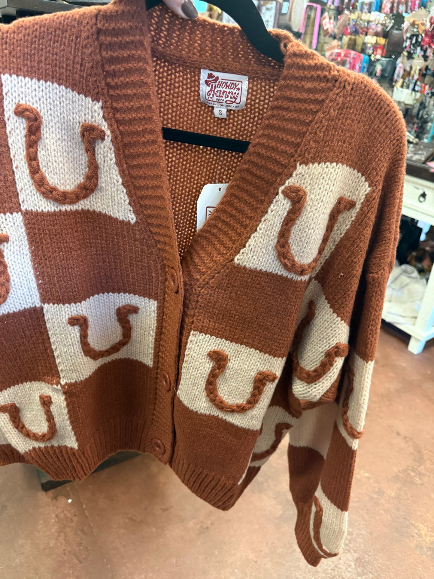 Brown Horse Shoe Cardigan