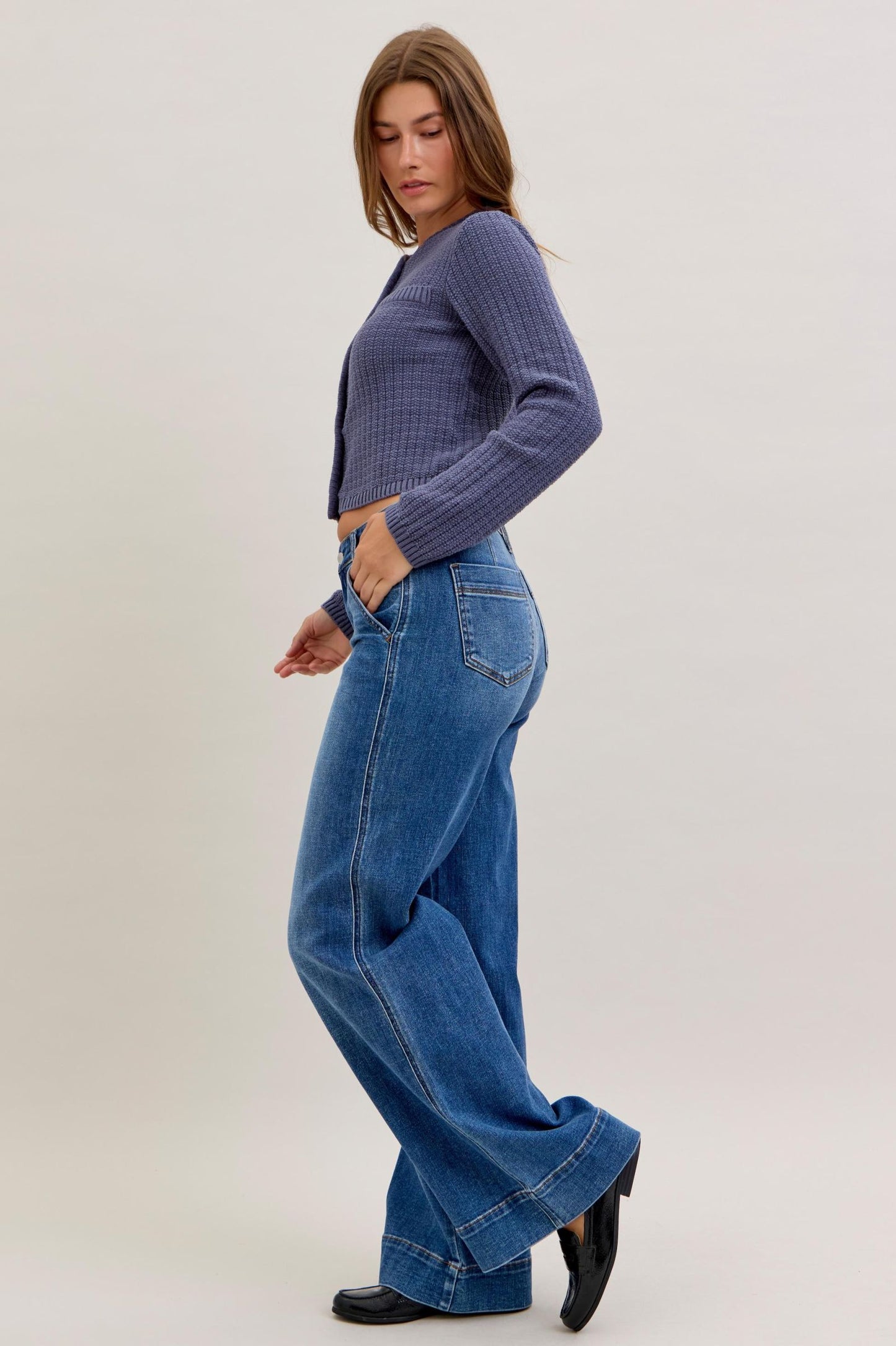Judy Blue Mid Rise Trouser Retro Wide