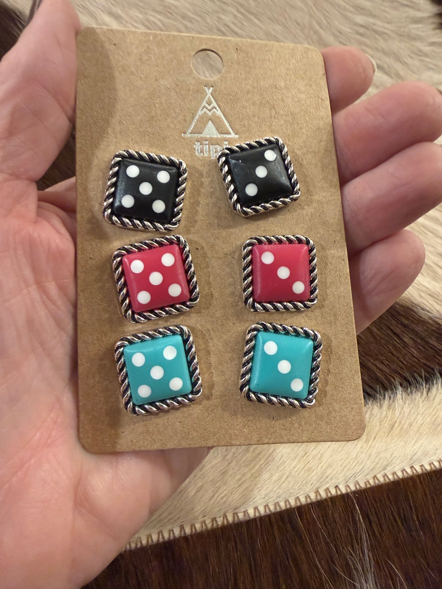 Triple Dice Earring Set