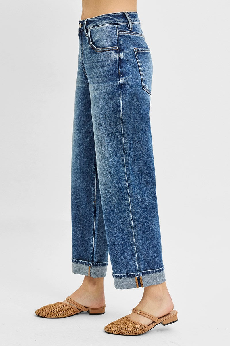Risen Mid Rise Boyfriend Cuffed Jeans