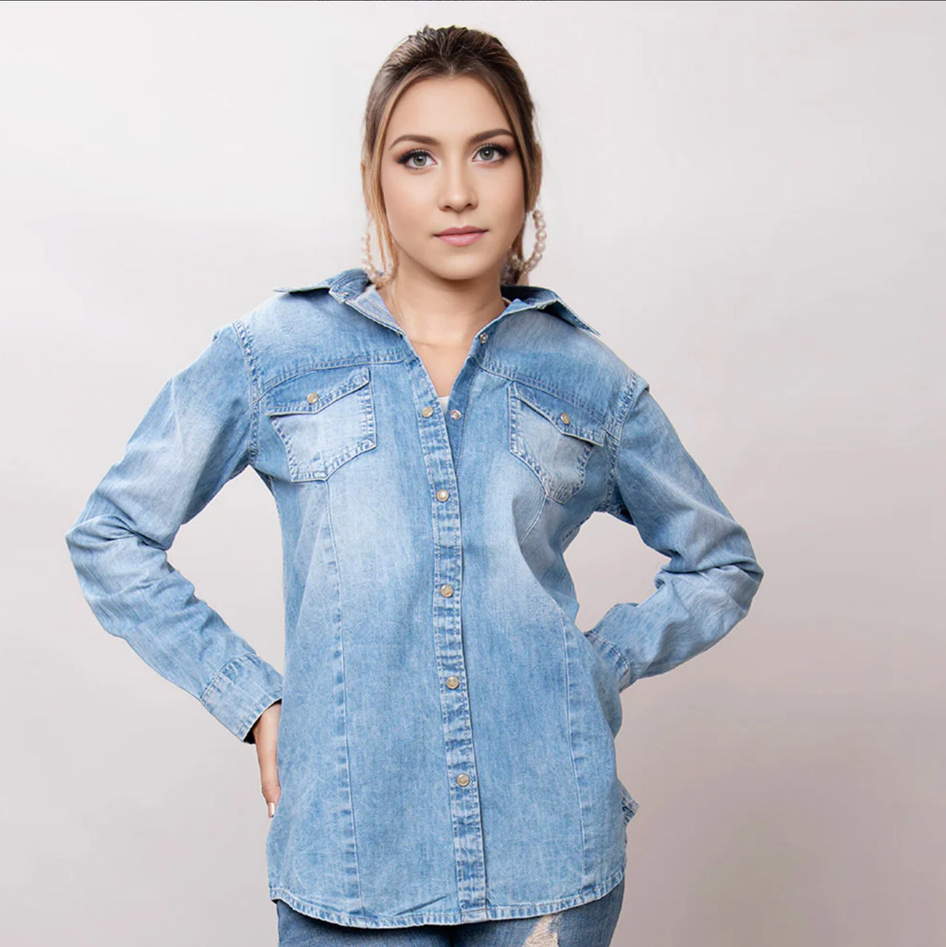 Genuine Leather Denim Shirt