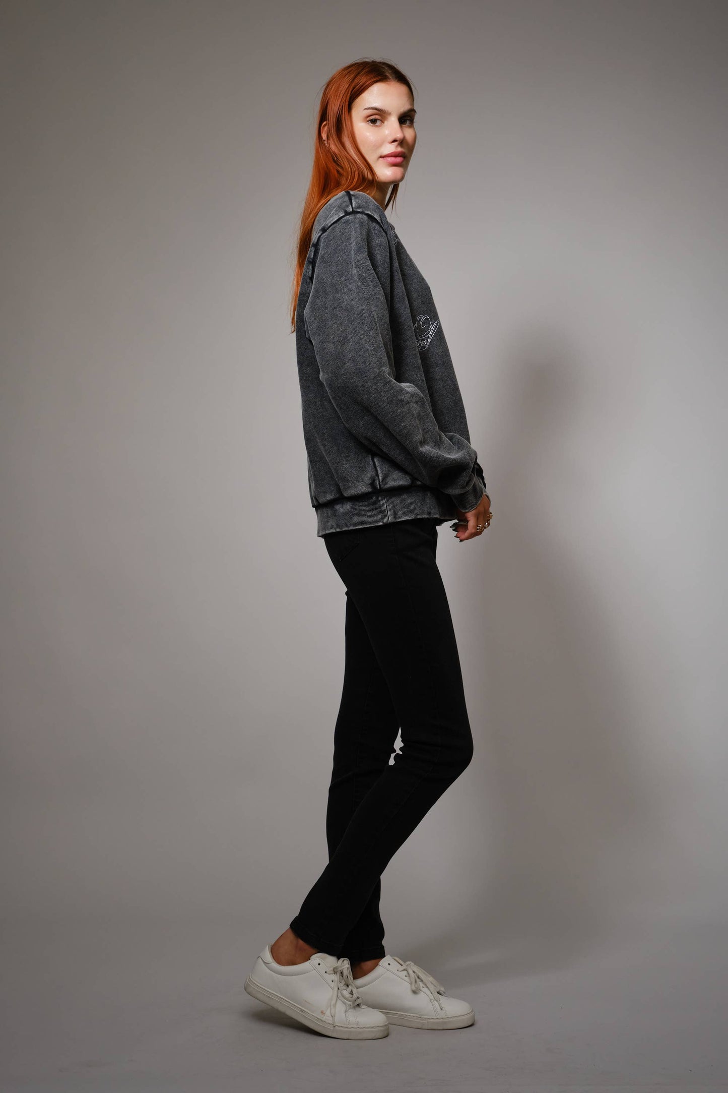 Mineral Wash Western Embroidered Sweatshirt
