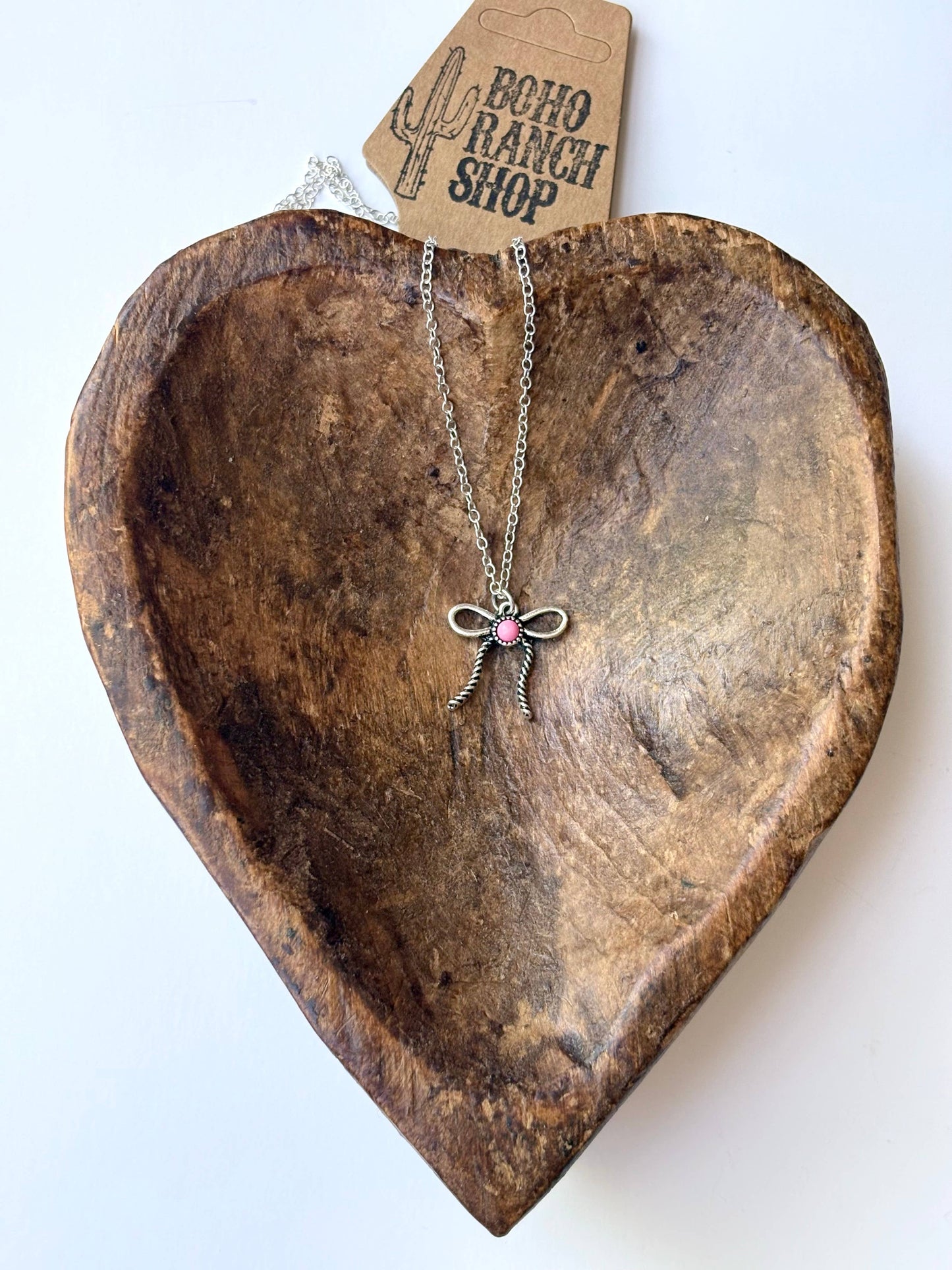 Western Style Coquette Bow Ribbon Pendant Chain Necklace