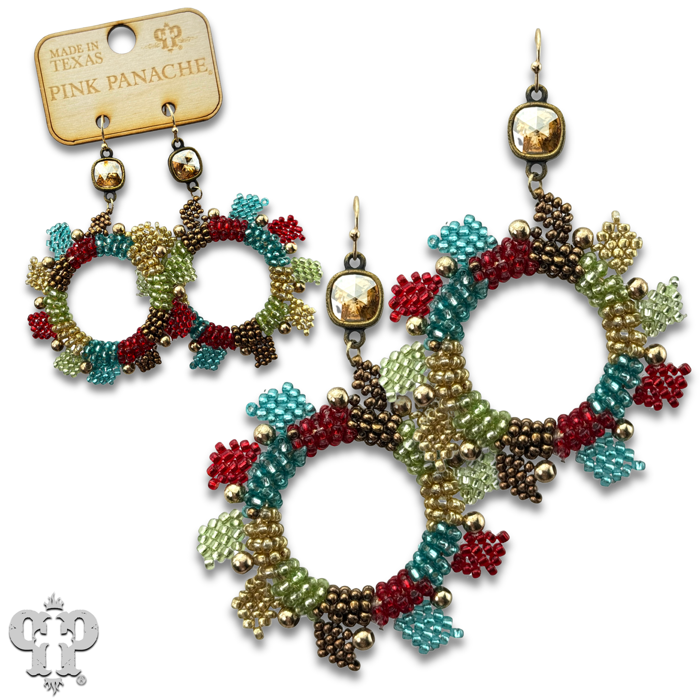 Colorful beaded wreath earring