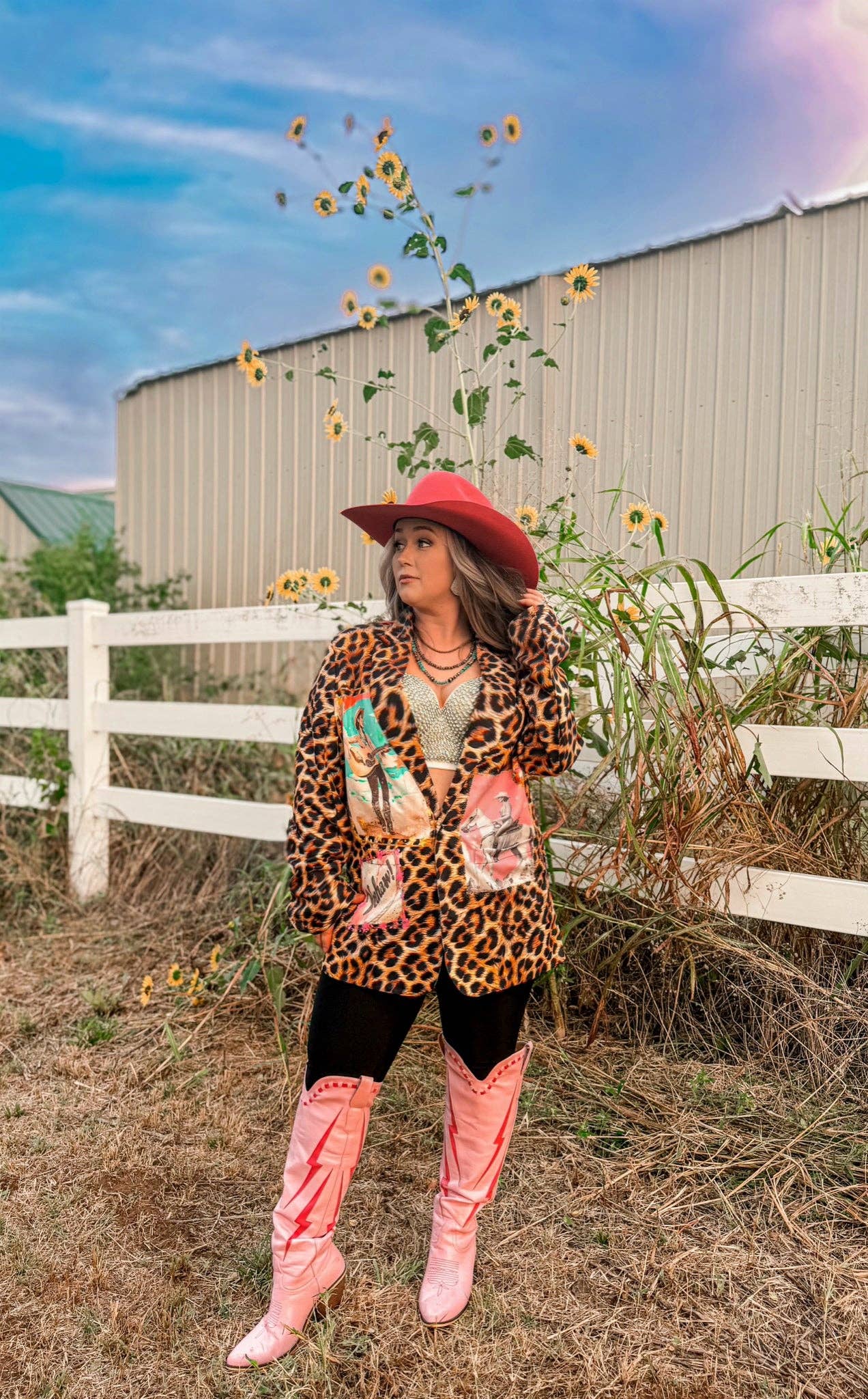 Retro Pop Western Wild West Leopard Blazer