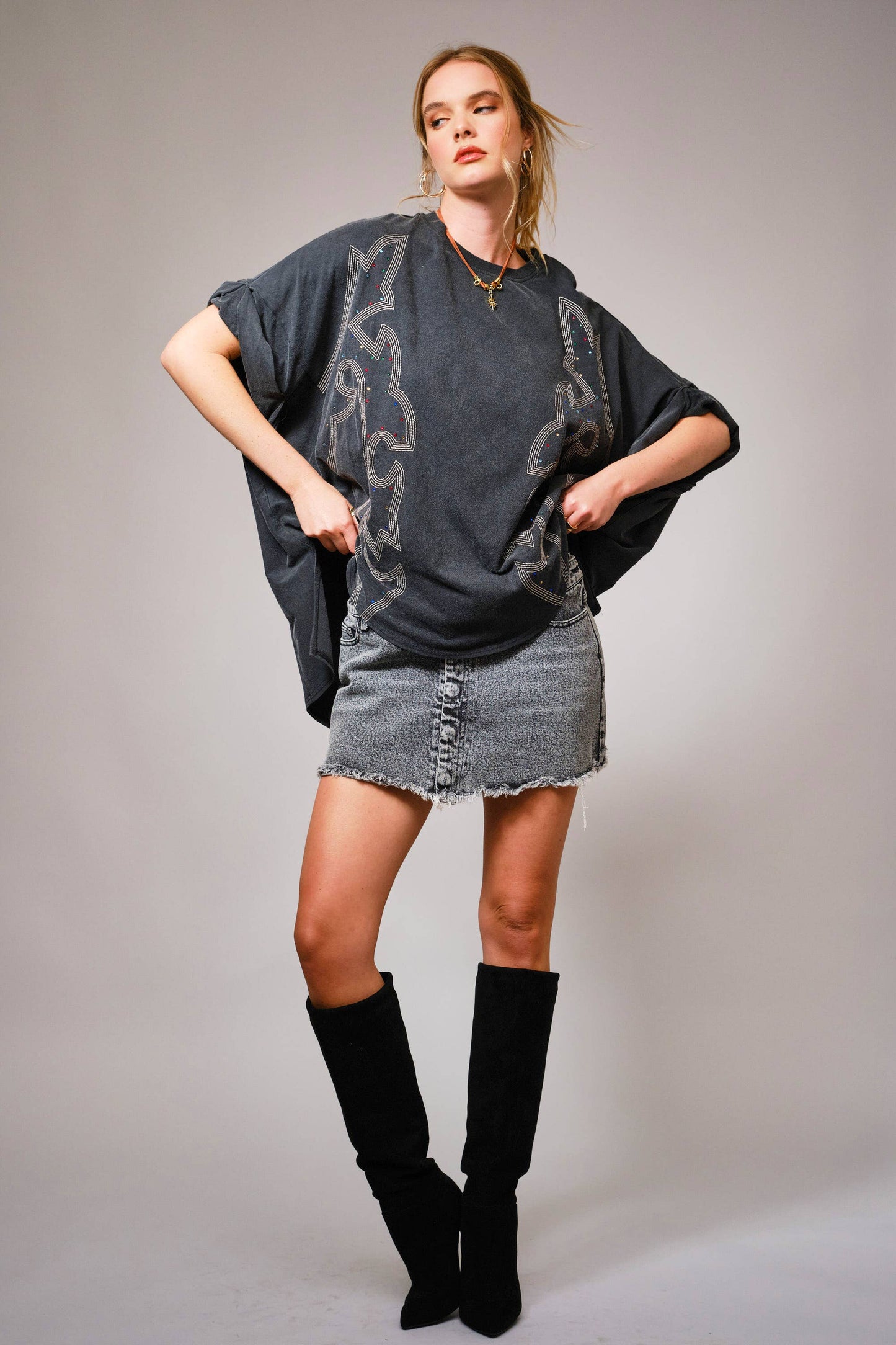 Garment Washed Western Stone T Shirt