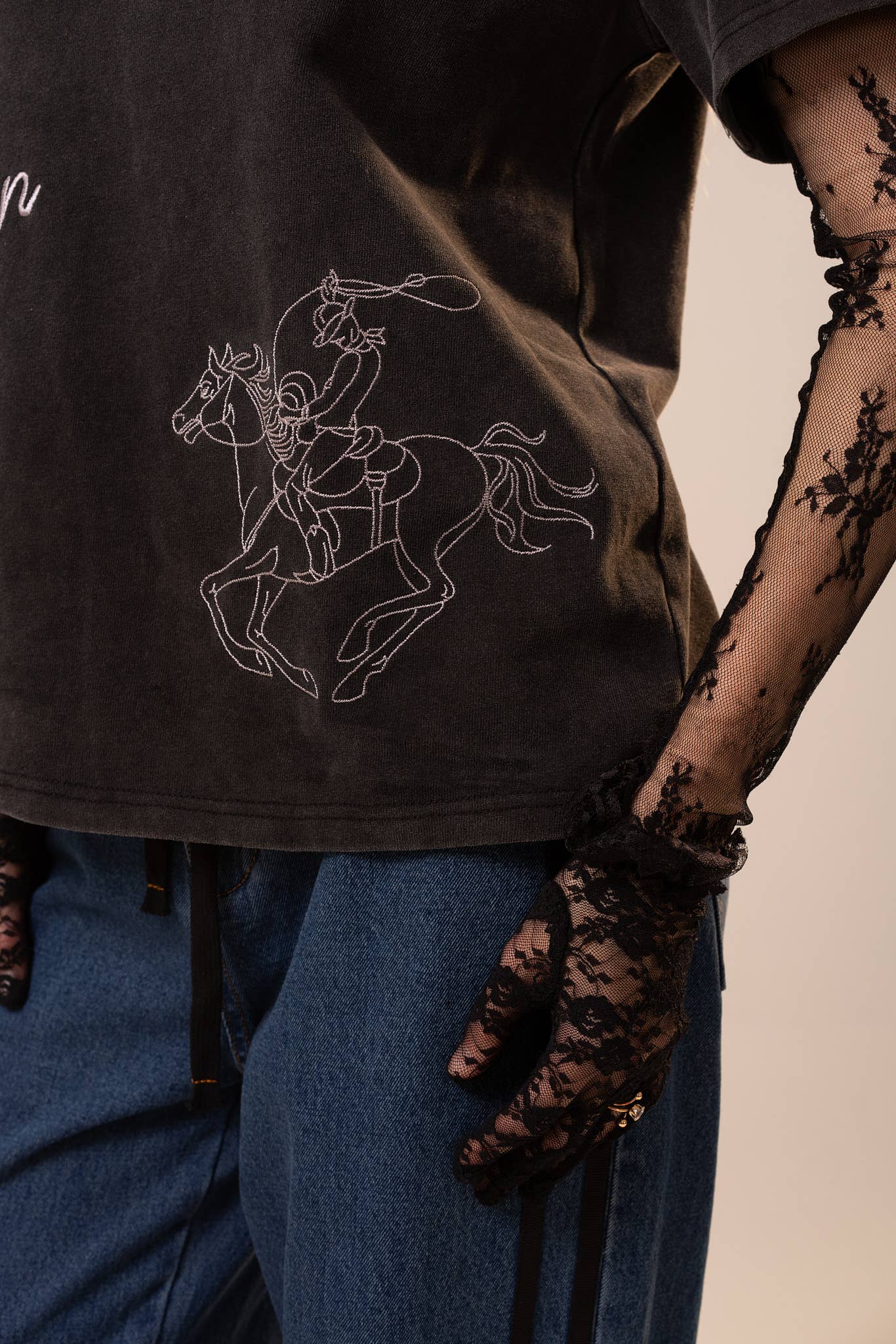 Western Embroidery Mineral Washed T-Shirt