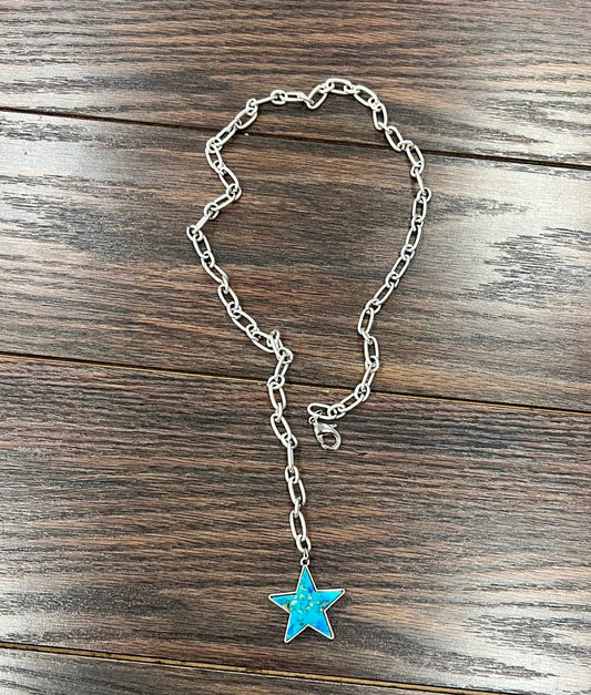 737763, Lariat Star Gemstone Necklace