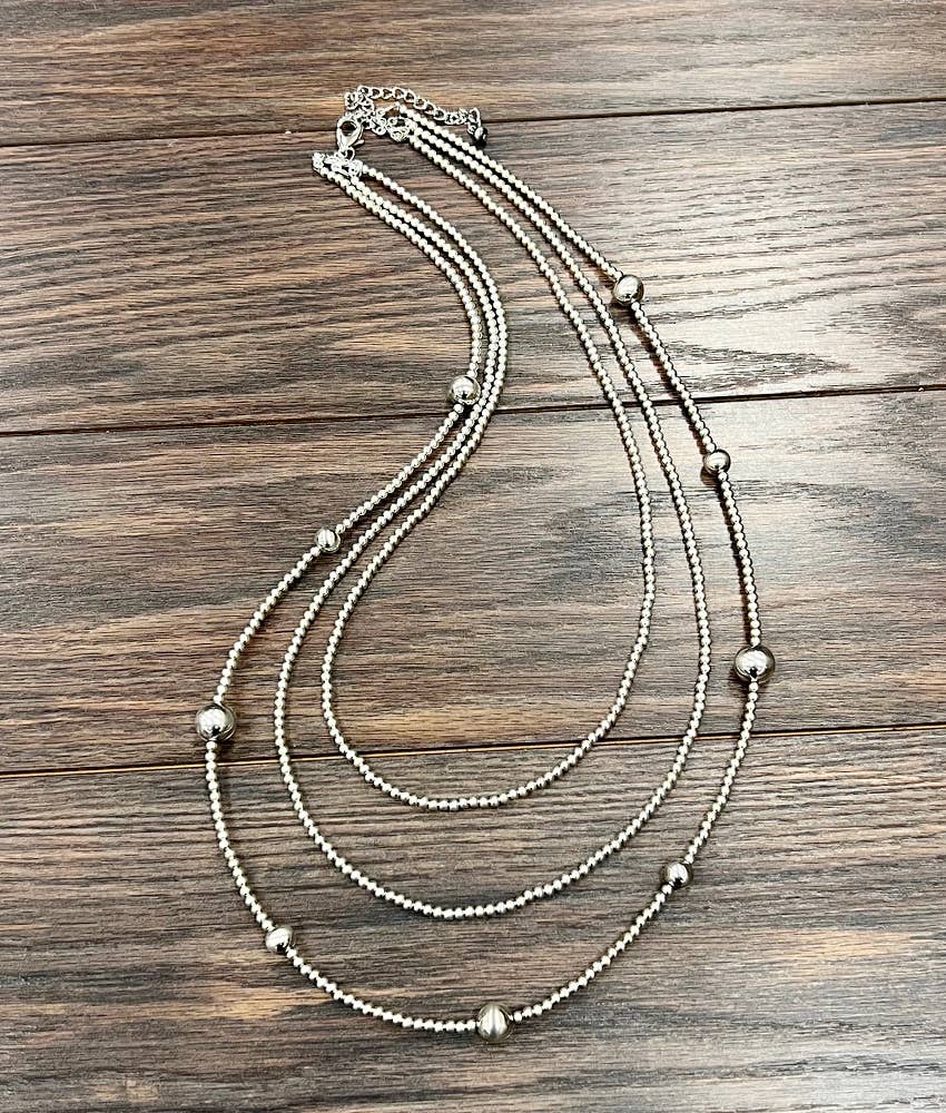 Borger Handmade Silver Navajo Bead Necklace