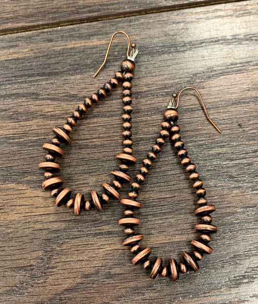 721852, Handmade Copper Navajo Bead Earrings