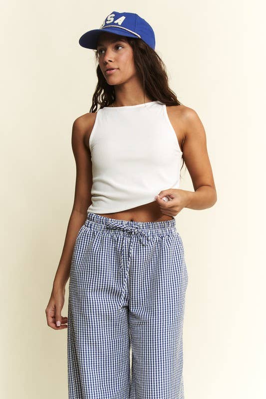 Gingham boxer pants