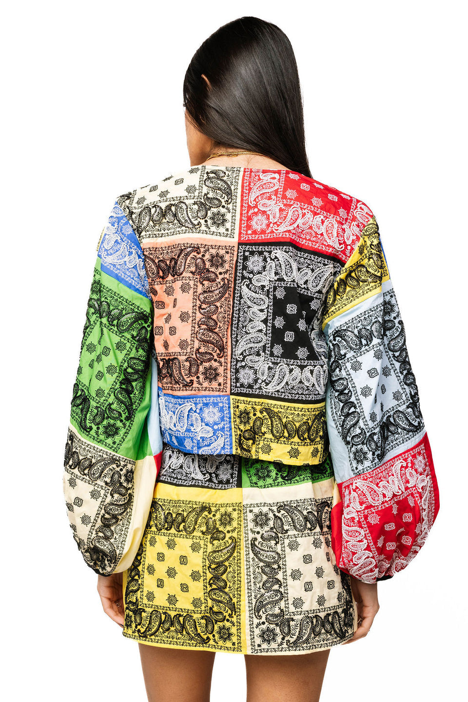 Queen Of Sparkles Multi Colorblock Bandana Cotton Tie Top