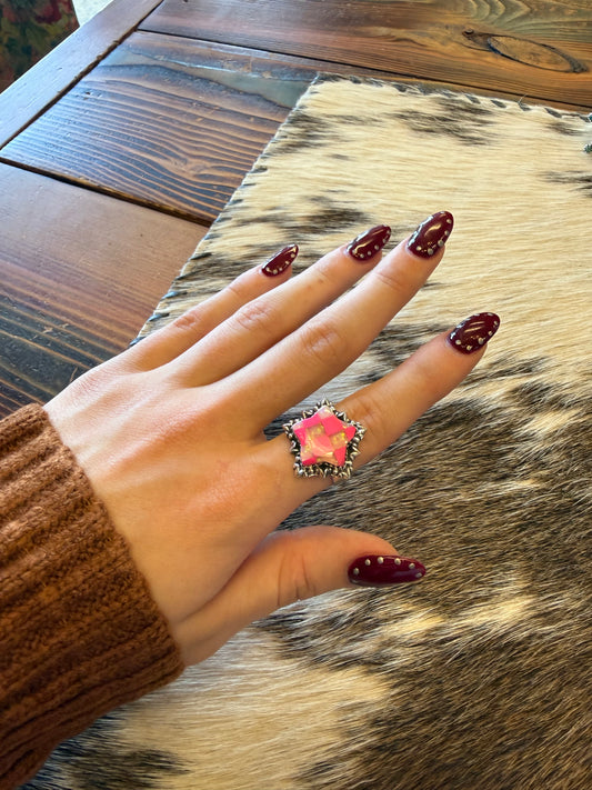 Pink Rodeo Starburst Sterling Silver Ring ⭐💕