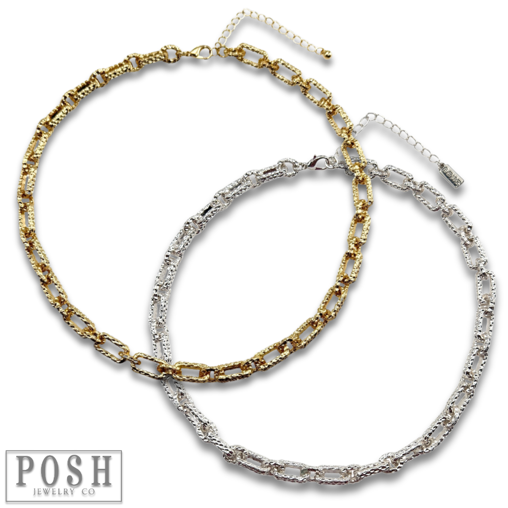Chunky textured chain necklace