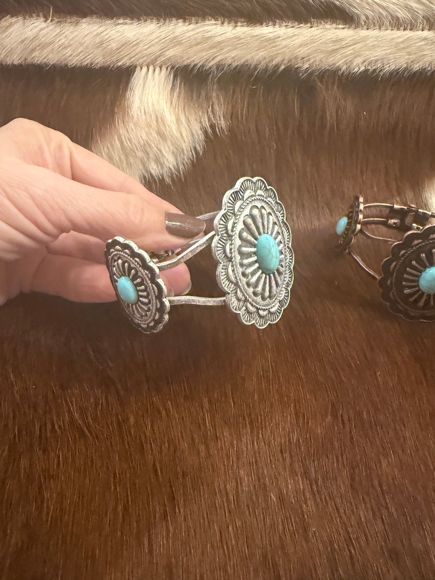 Turquoise Flower Concho Bracelet