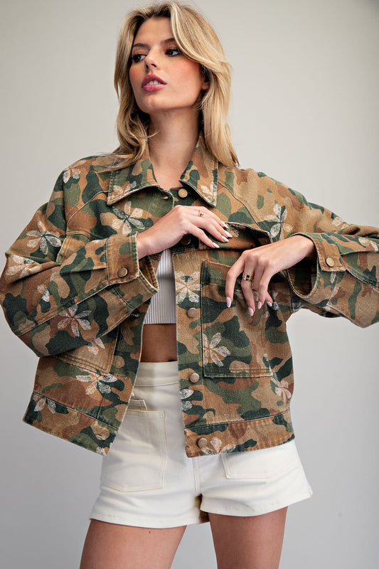 Floral Camo Printed Jacket