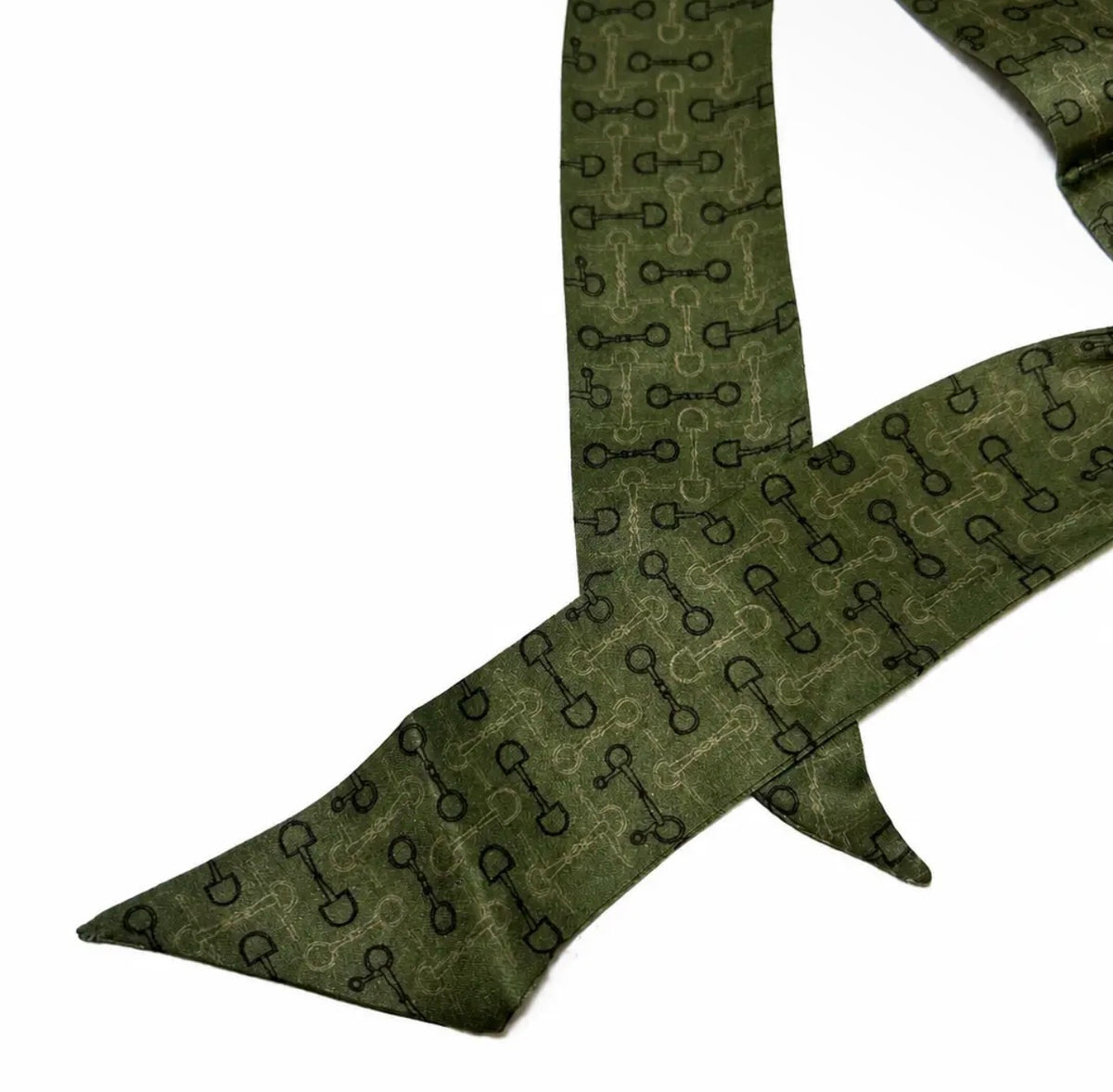 Olive Green Equestrian Bit Silk Twilly