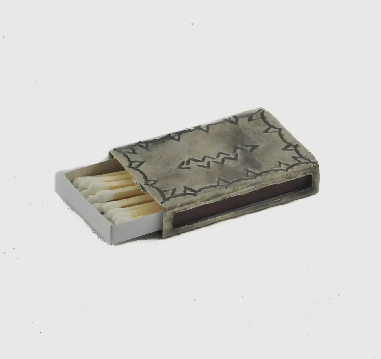 Small Silver Stamped Matchbox