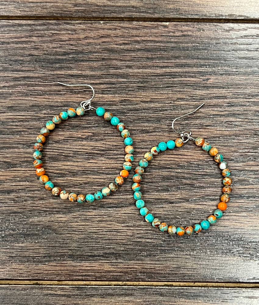 725256, Handmade 4mm Gemstone Hoop Earrings