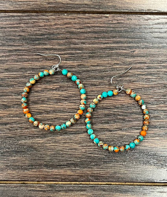725256, Handmade 4mm Gemstone Hoop Earrings