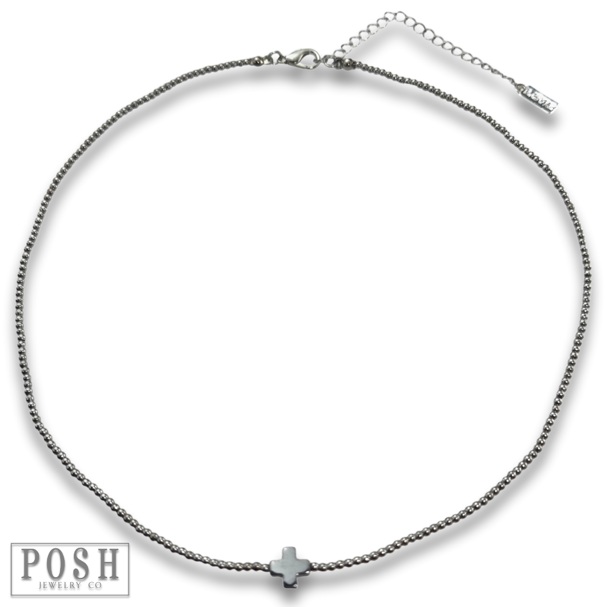 Bead chain cross layering necklace