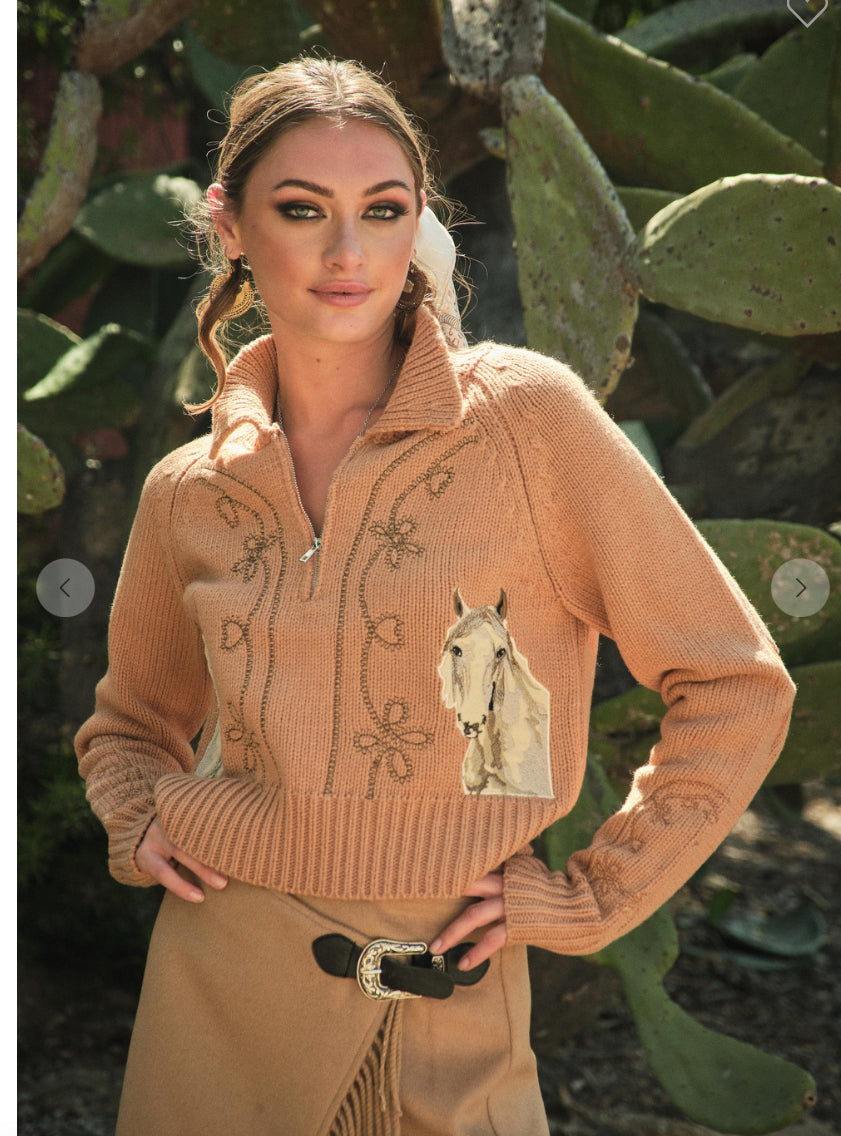 Western Horse Bow Zip Up