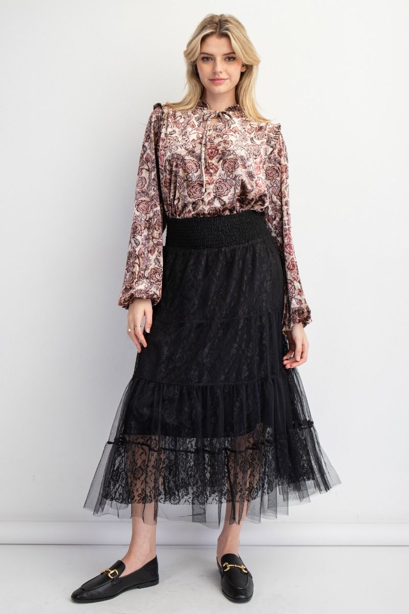 All Over Laced Maxi Skirt