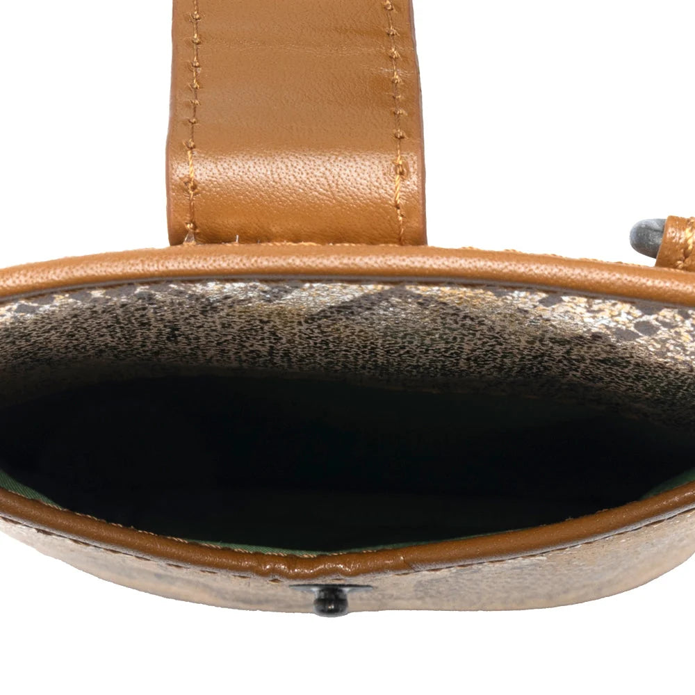Cedar Snake Print Leather Cell Phone
Holder In Toffee Patch