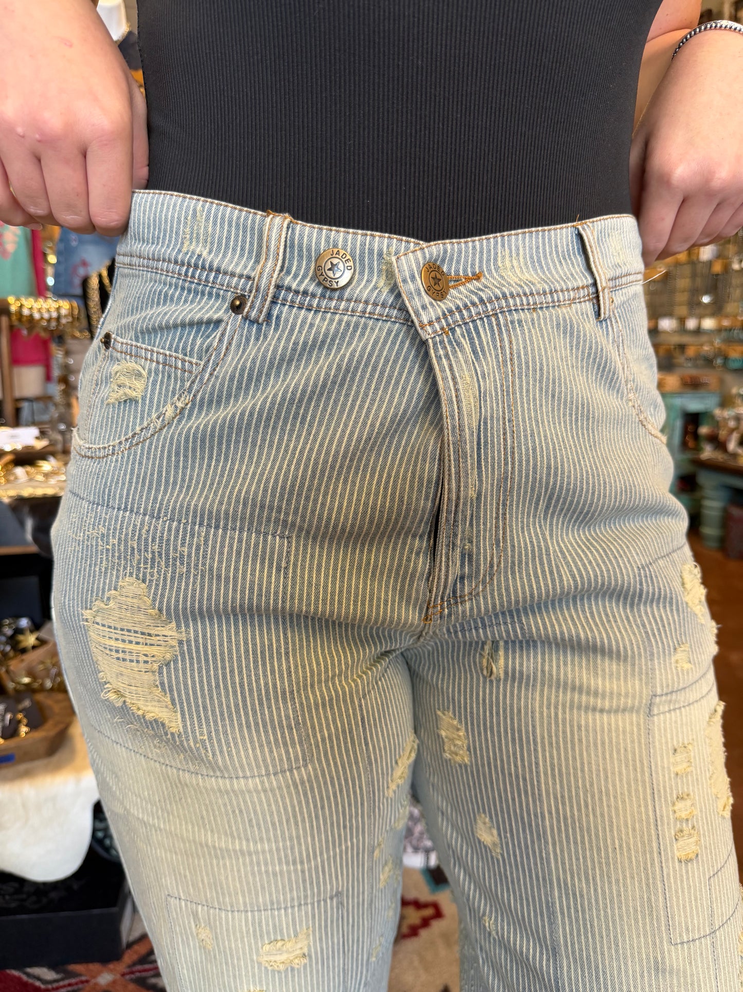 Railroad Blue Peace and Love Jeans