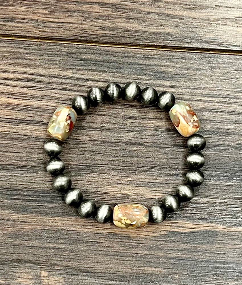 711608, Handmade Navajo Gemstone Stretch Bracelet