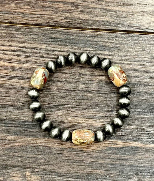 711608, Handmade Navajo Gemstone Stretch Bracelet